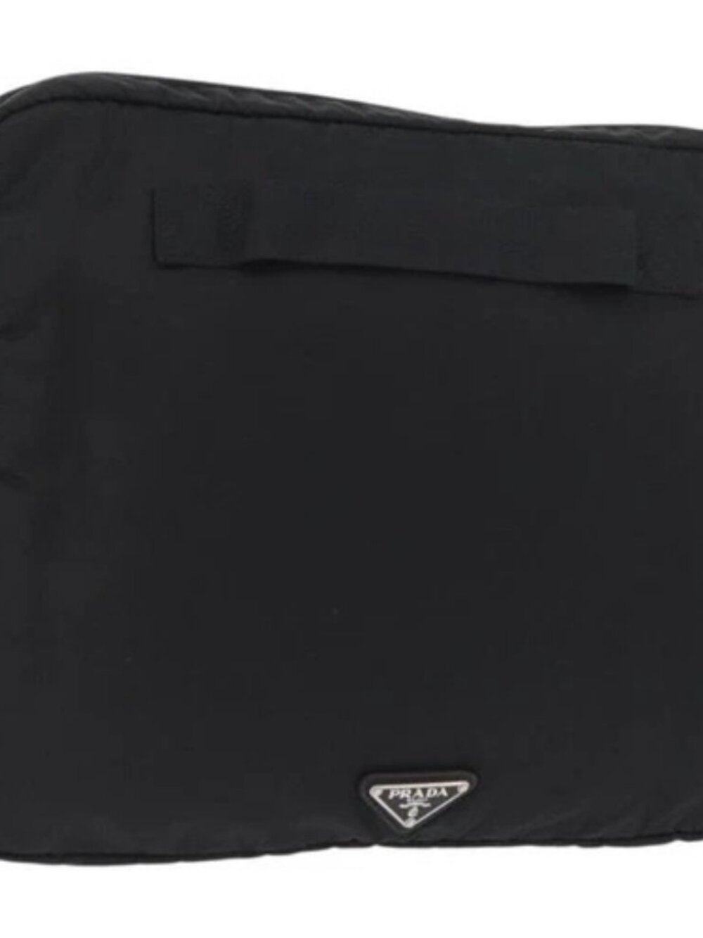 PRADA Pouch Nylon Black Silver Auth bs32791